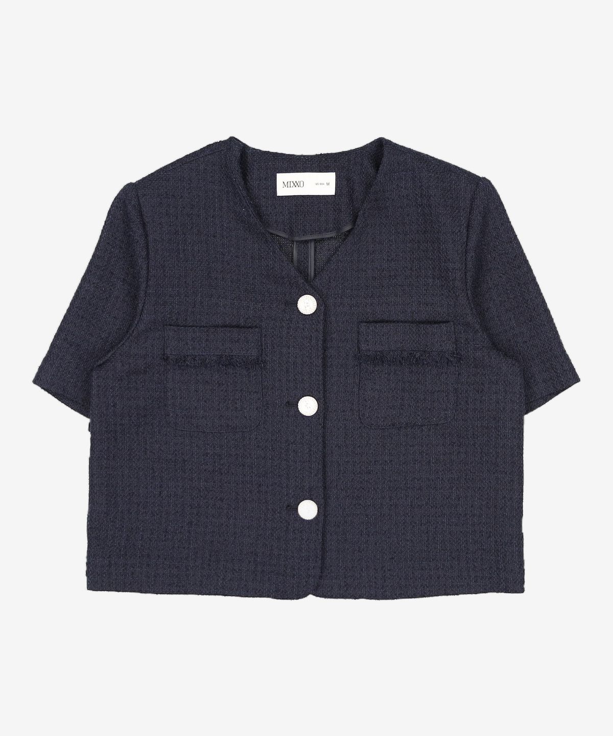 미쏘(MIXXO) 트위드 V넥 반팔자켓_MIWJKD513B M