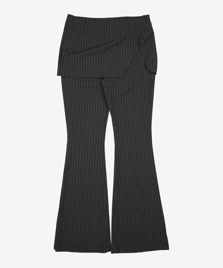 Layered boots-cut slacks - BLACK S