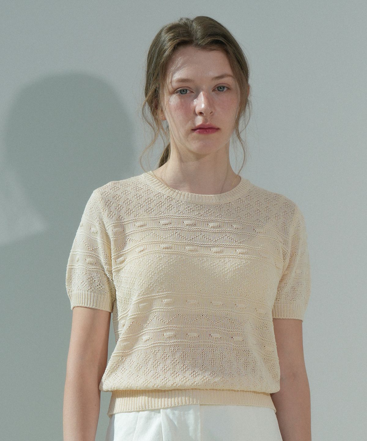 블레티(VLETI) Summer Round  Point Half Knit (Cream)