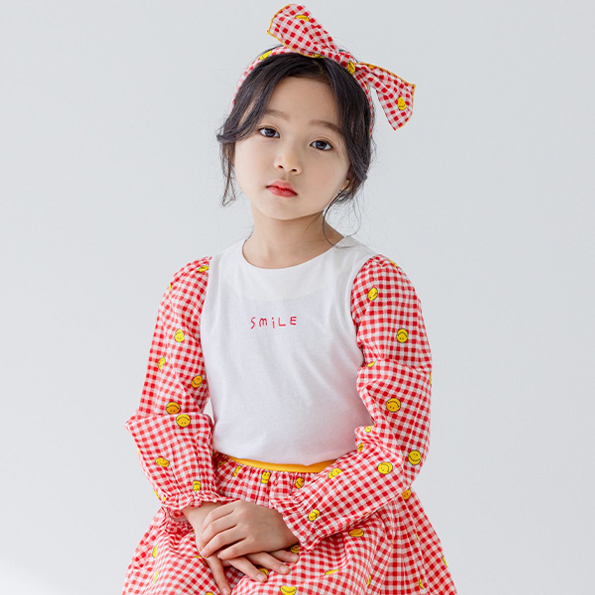 아이러브제이(I LOVE J) 미뇽 체크 셔링 티 JUSTO38