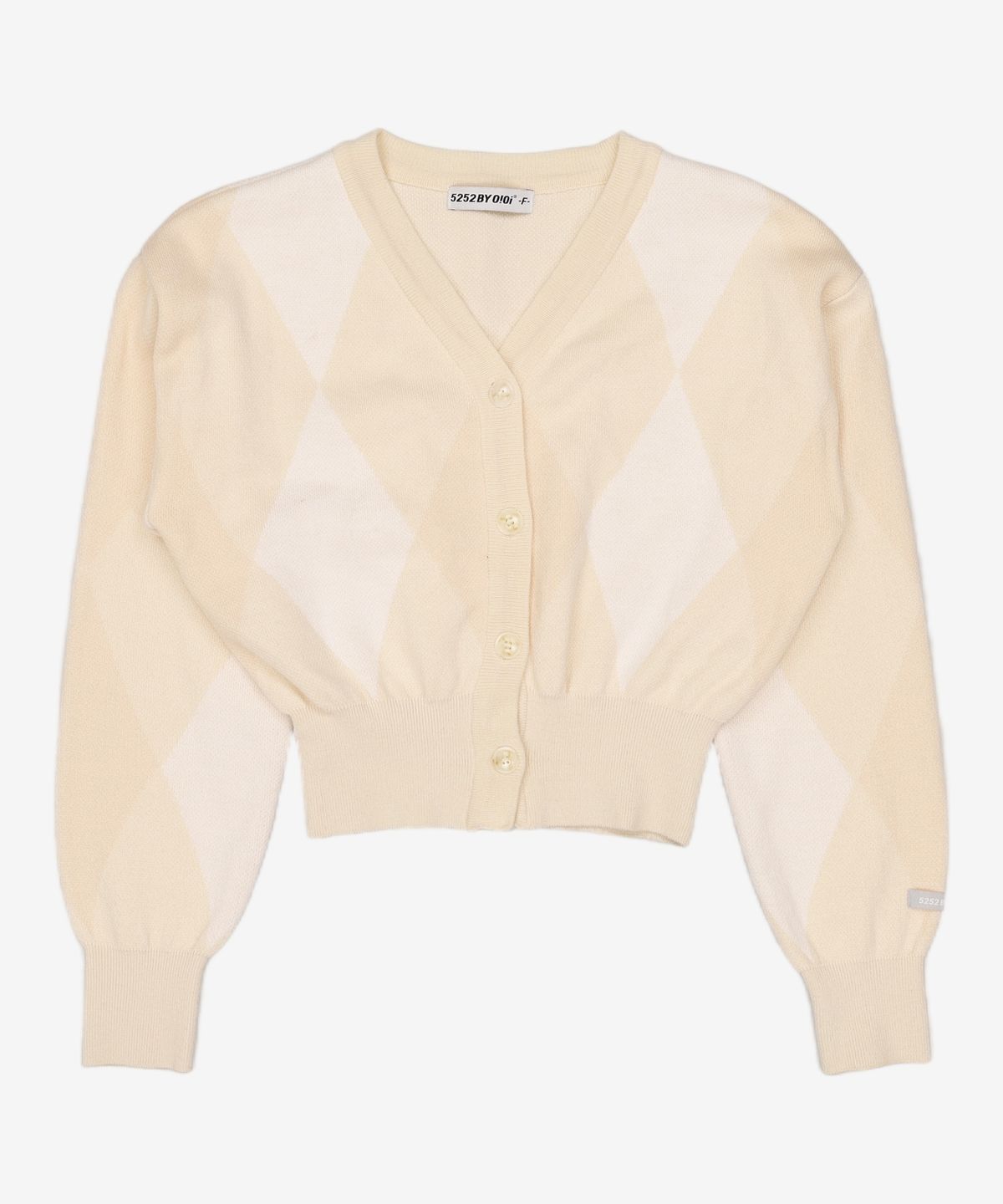 오아이오아이 컬렉션(OIOI COLLECTION) ARGYLE CROP W CARDIGAN [LIGHT YELLOW] FREE