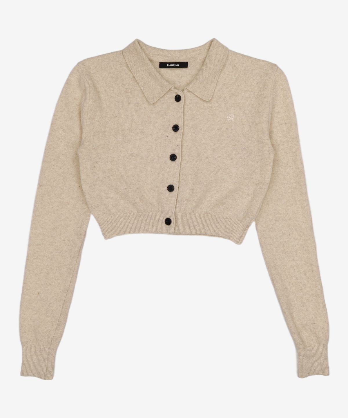 다이애그널(DIAGONAL) COLLAR CROP KNIT CARDIGAN (ivory) L