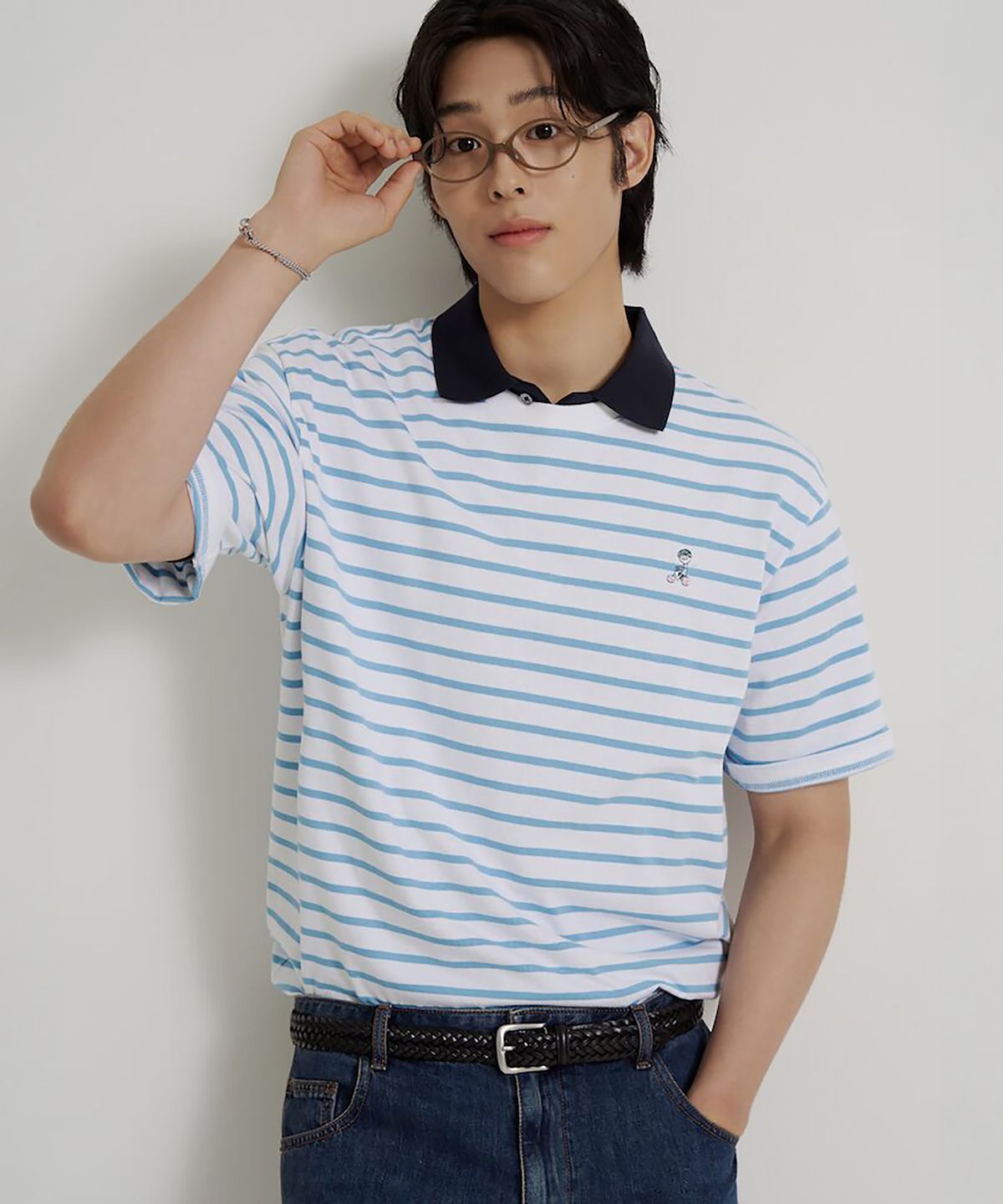 빈폴 멘(BEANPOLE MEN) [정희기] 스트라이프 반소매 티셔츠  화이트
