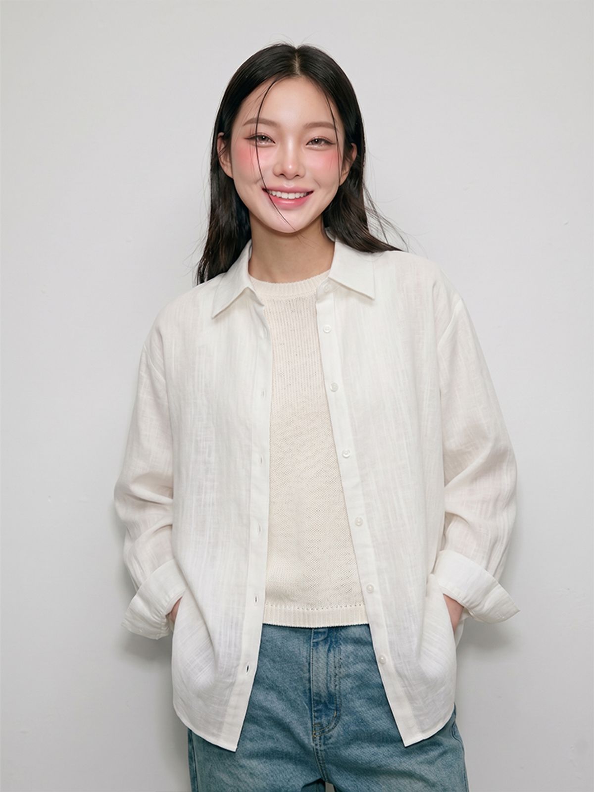 행텐(HANGTEN) 여성 솔리드 시어 셔츠_003(10580-120-604-09)
