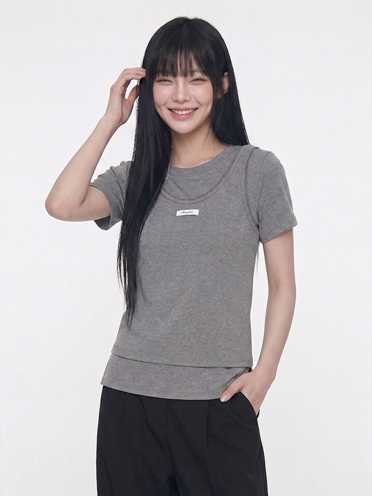 행텐(HANGTEN) 여성 포인텔 레이어드 반팔 티셔츠_056(10580-131-603-69)