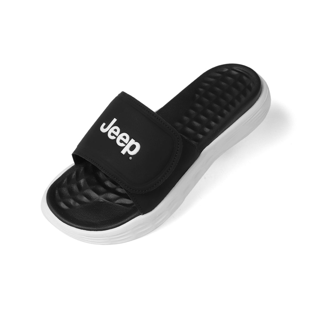 지프 슈즈(JEEP SHOES) 라운드 쿠션 슬리퍼 [블랙&화이트]