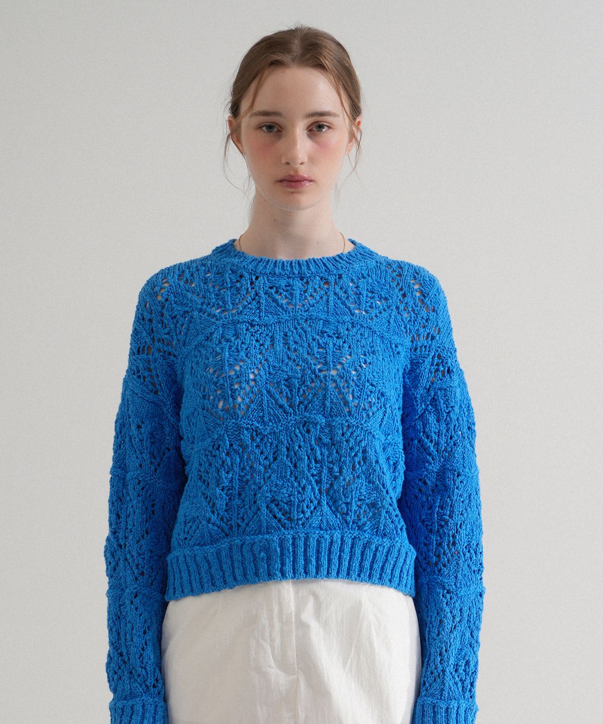 블레티(VLETI) [Cotton 100%] Skacy Round Knit (Blue)