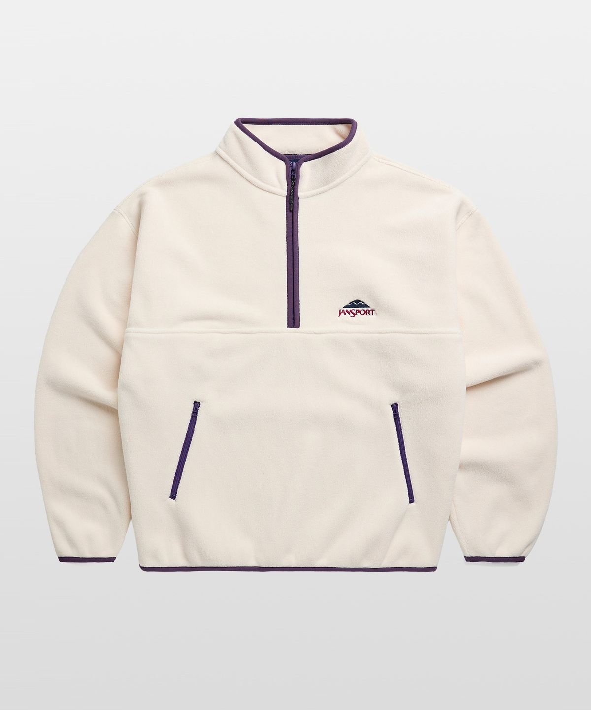 잔스포츠(JANSPORT) 로고 플리스 풀오버 IVORY