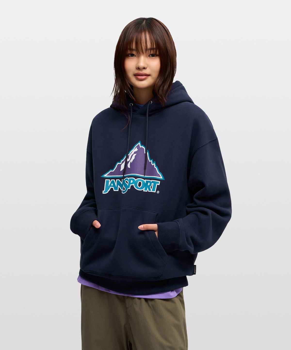 잔스포츠(JANSPORT) 리니어 로고 후디 NAVY