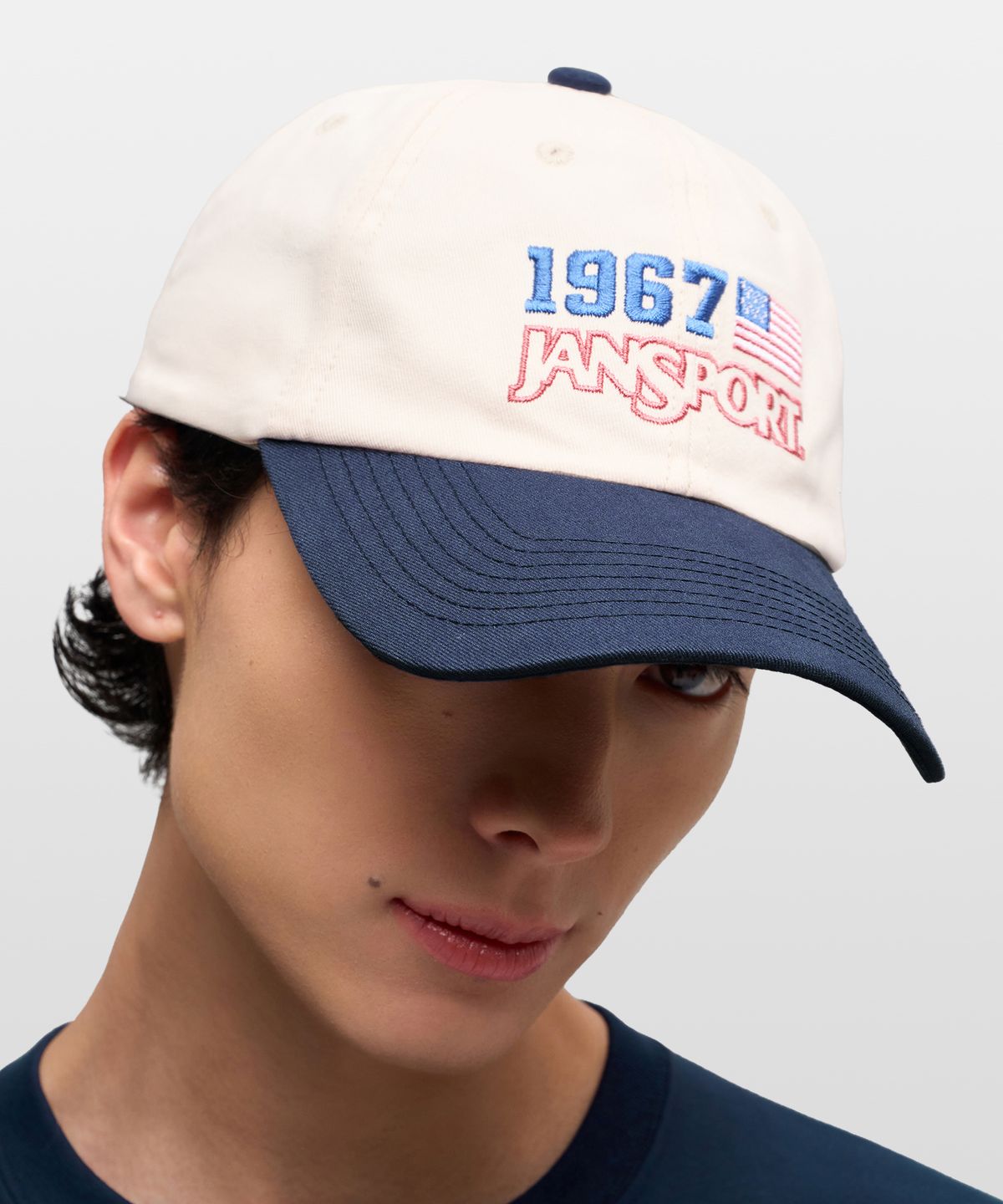 잔스포츠(JANSPORT) 그래픽 로고 캡 BLUE