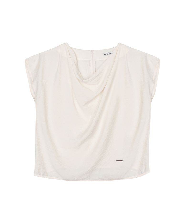 DRAPE NECK BLOUSE_CREAM
