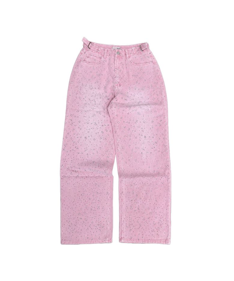 CRYSTAL WASHED DENIM PANTS [PINK]