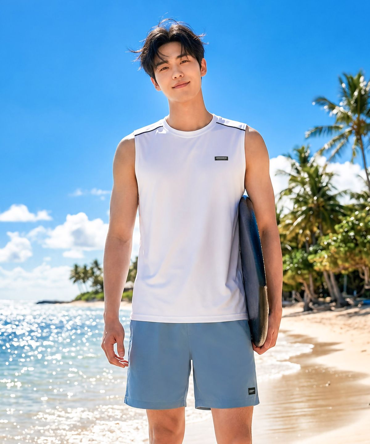 헤링본(HERRINGBONE) [SET] 남성 래쉬가드세트 메쉬 나시 & 퀵드라이 스윔팬츠 RJ394 TJ603