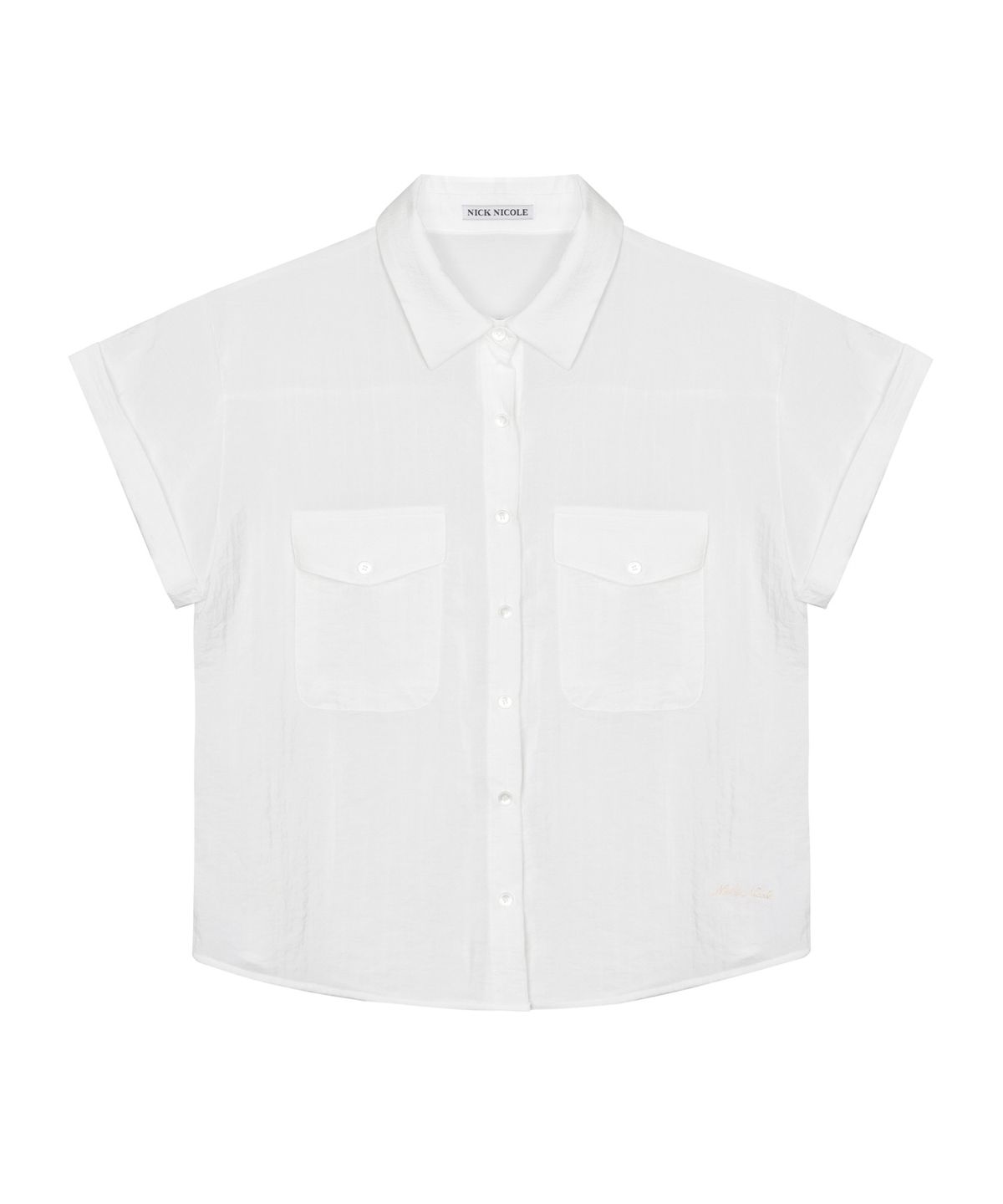 닉앤니콜(NICK&NICOLE) UTILITY POCKET HALF SHIRT_IVORY