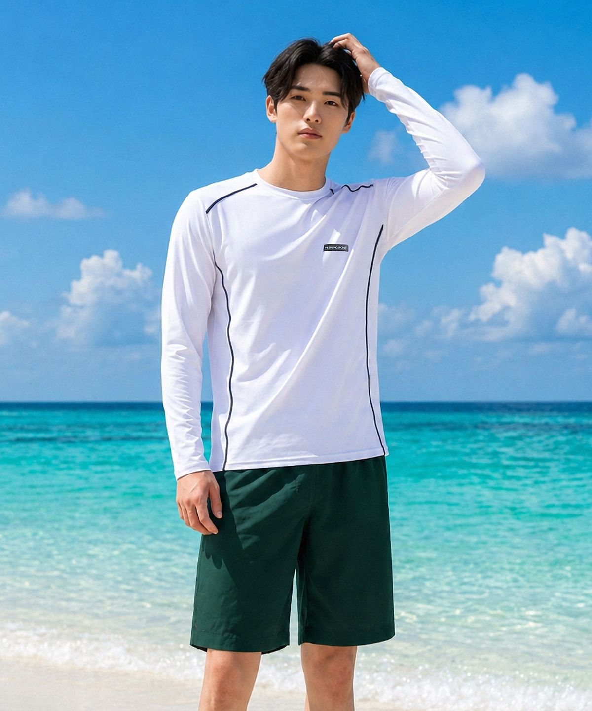 헤링본(HERRINGBONE) [SET] 남성 래쉬가드세트 루즈핏 긴팔 & 투인원 스윔팬츠 RG347 AF309DG