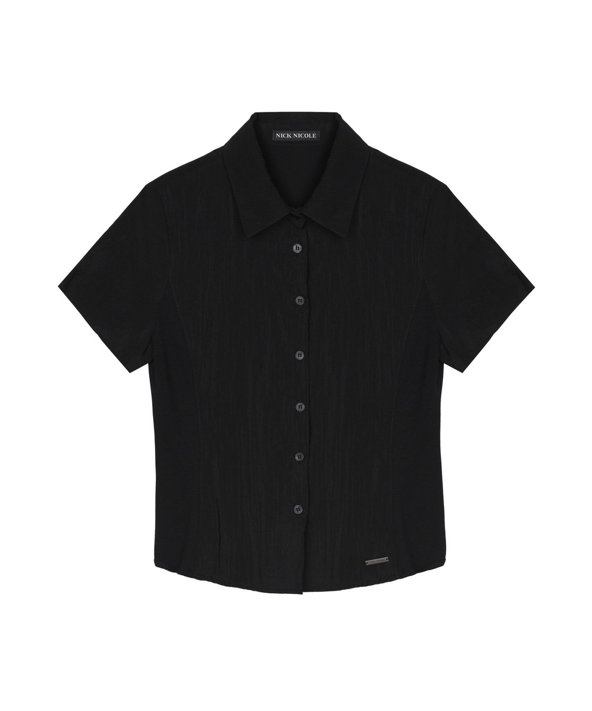 닉앤니콜(NICK&NICOLE) SLIM HALF SHIRTS TOP_BLACK