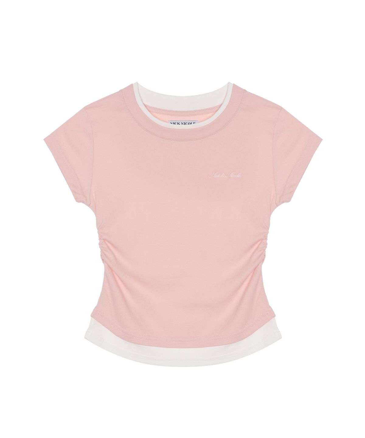 닉앤니콜(NICK&NICOLE) LAYERED SHIRRING SLIM TOP_PINK