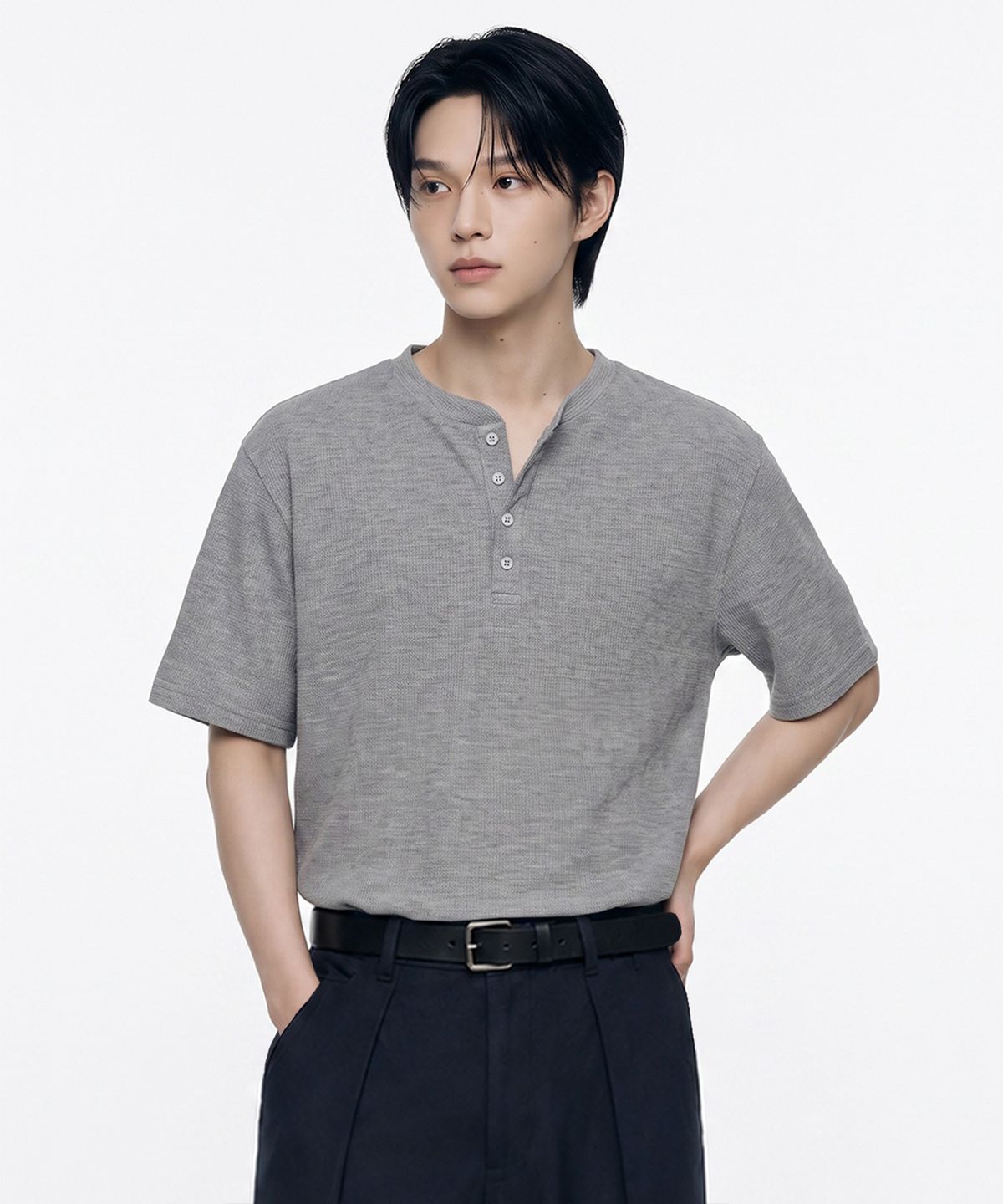 엔티이티(NTET) 스탠다드 와플 헨리넥 반팔 티셔츠 (3color)