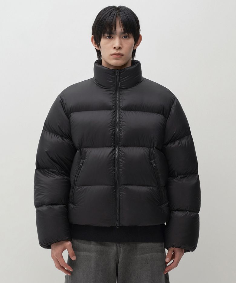 시어 립스탑 다운 숏 패딩 재킷 [블랙]
