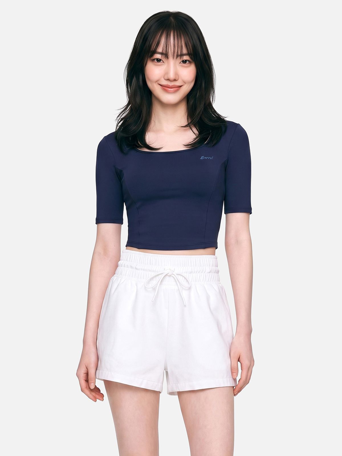 배럴(BARREL) 우먼 크롭 반팔 래쉬가드 딥네이비 (B6SWWCR041DNV)