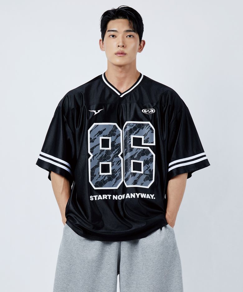 카모 그래픽 86 트랙라인 럭비 저지 [BLACK]