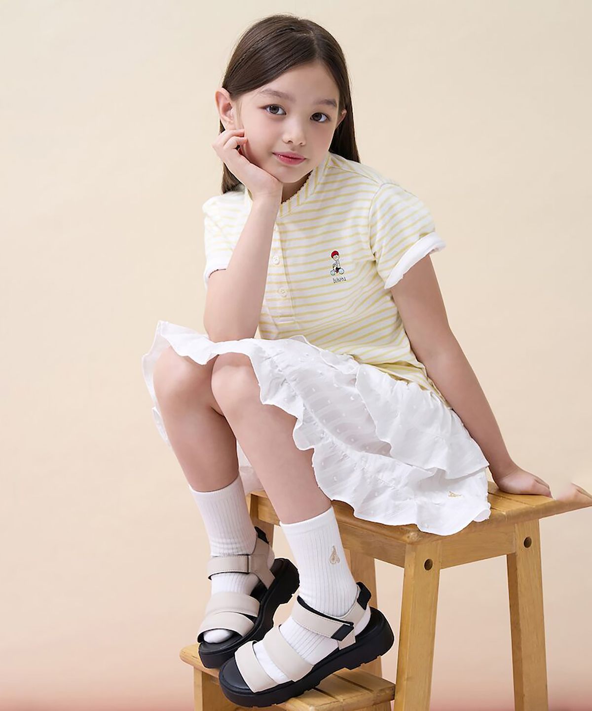빈폴 키즈(BEANPOLE KIDS) [정희기] 여아 헨리넥 티셔츠  옐로우 (BI6742G04E)