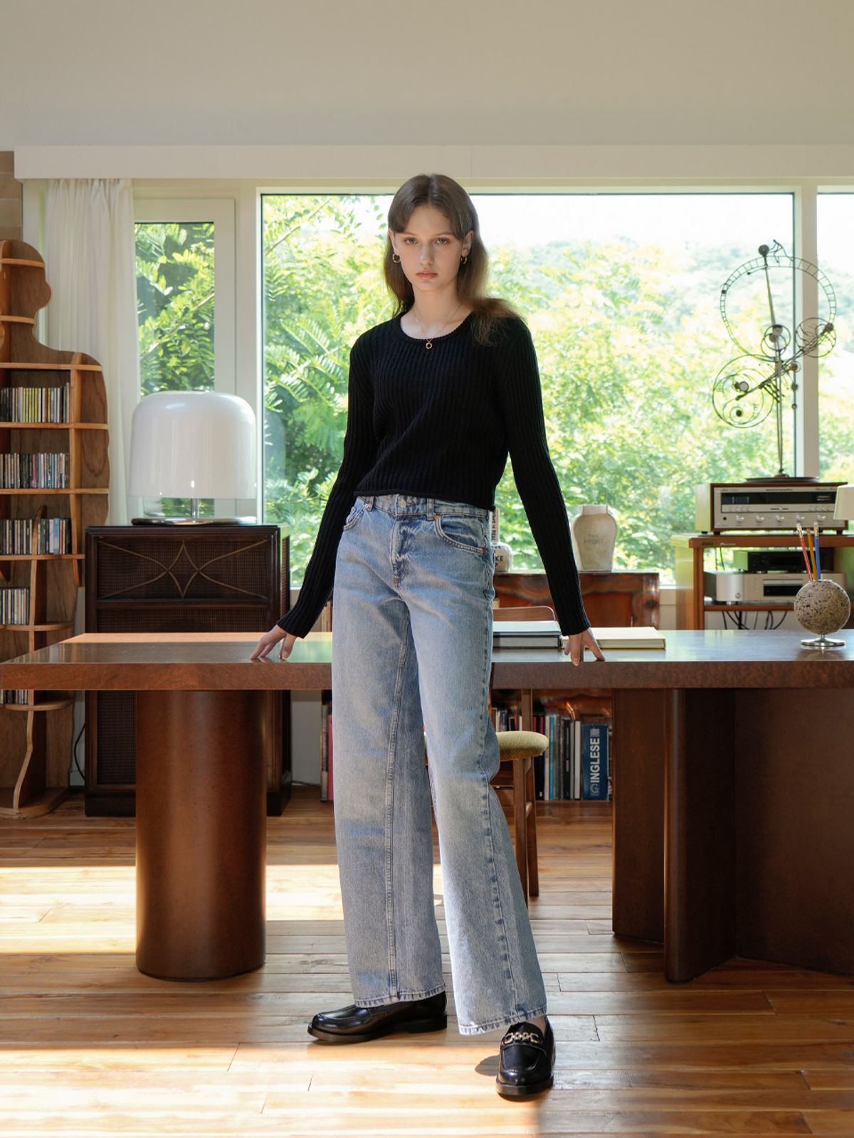 블레티(VLETI) Square Ribbed Slim Knit (Black)