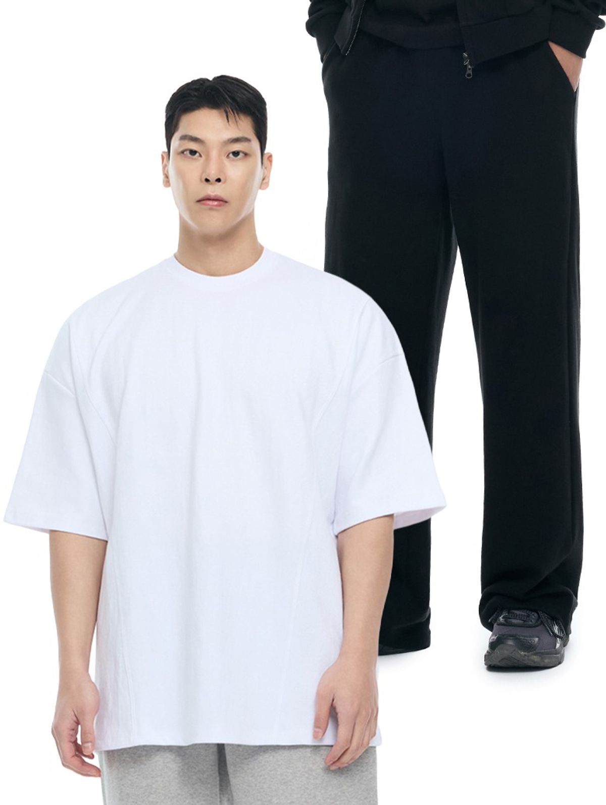 바이젝(BYSEC) [SET] 퍼펙트 특양면 오버핏 숄더 2중절개 무지 반팔 티셔츠_10Color + 퍼펙트 특양면 무지 와이드 팬츠_7Color