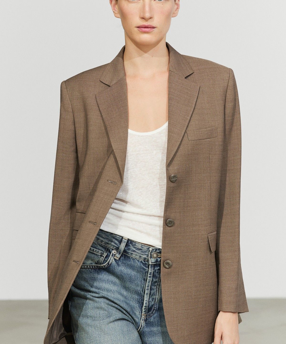 마시모두띠(MASSIMO DUTTI) 울 100% 멜란지 수트 블레이저