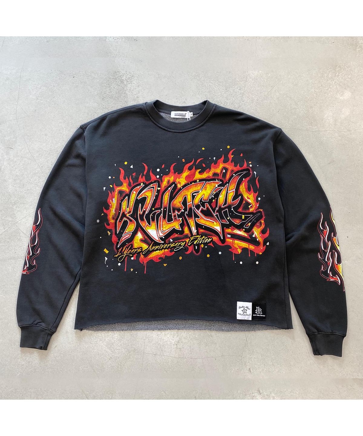 하운드빌(HOUND VILLE) Flame logo cropped Crewneck