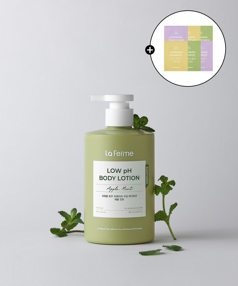 로우 피에이치 수딩 바디로션 애플 민트 480ml (+샴푸, 컨디셔너 샘플키트 증정)