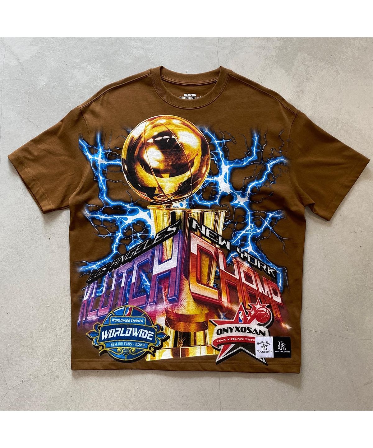 하운드빌(HOUND VILLE) Stay Lit World Champ T shirt brown