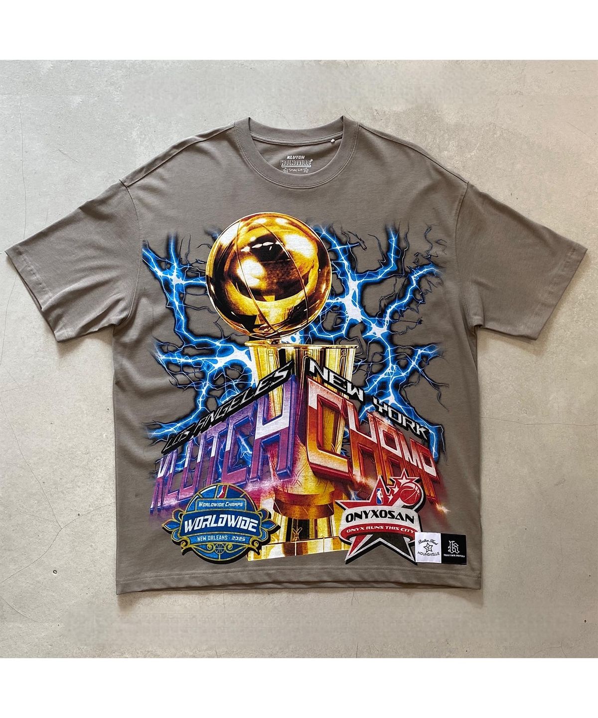 하운드빌(HOUND VILLE) Stay Lit World Champ T shirt gray