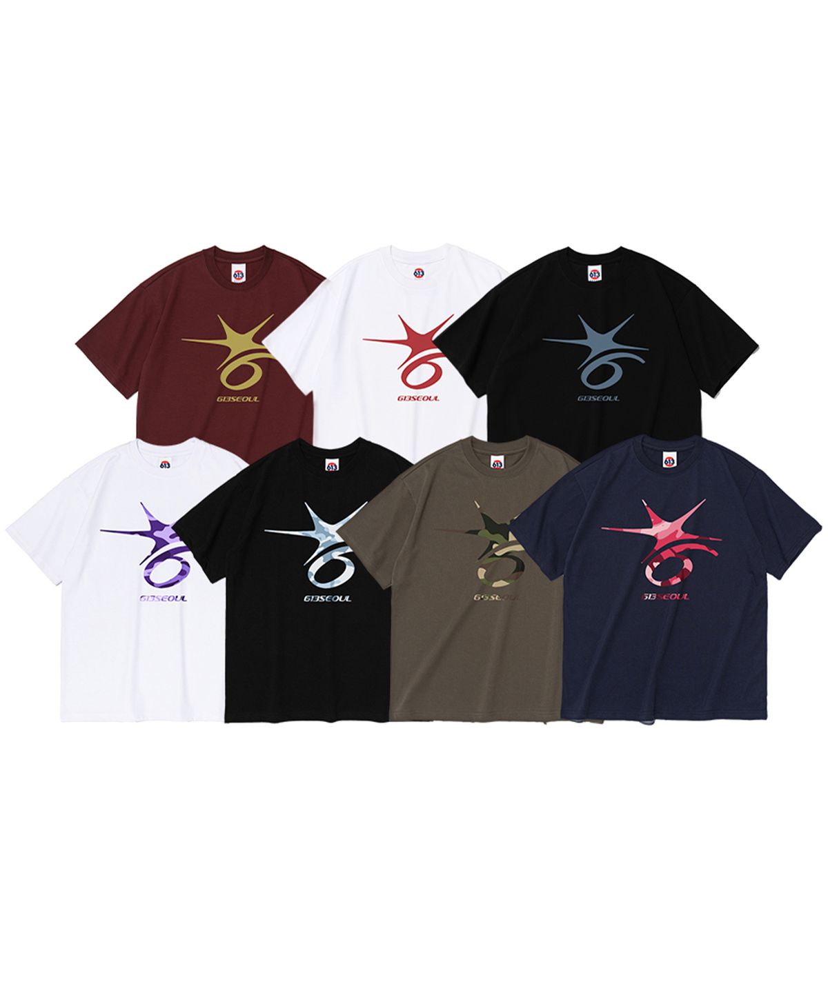 613서울(613SEOUL) [2PACK] 크랙 식스 포인트 로고 반팔 티셔츠 7 COLORS