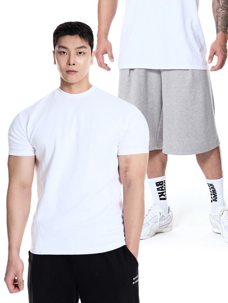 [SET] 퍼펙트 특양면 무지 머슬핏 반팔 티셔츠_7Color + 퍼펙트 특양면 무지 버뮤다 팬츠_4Color