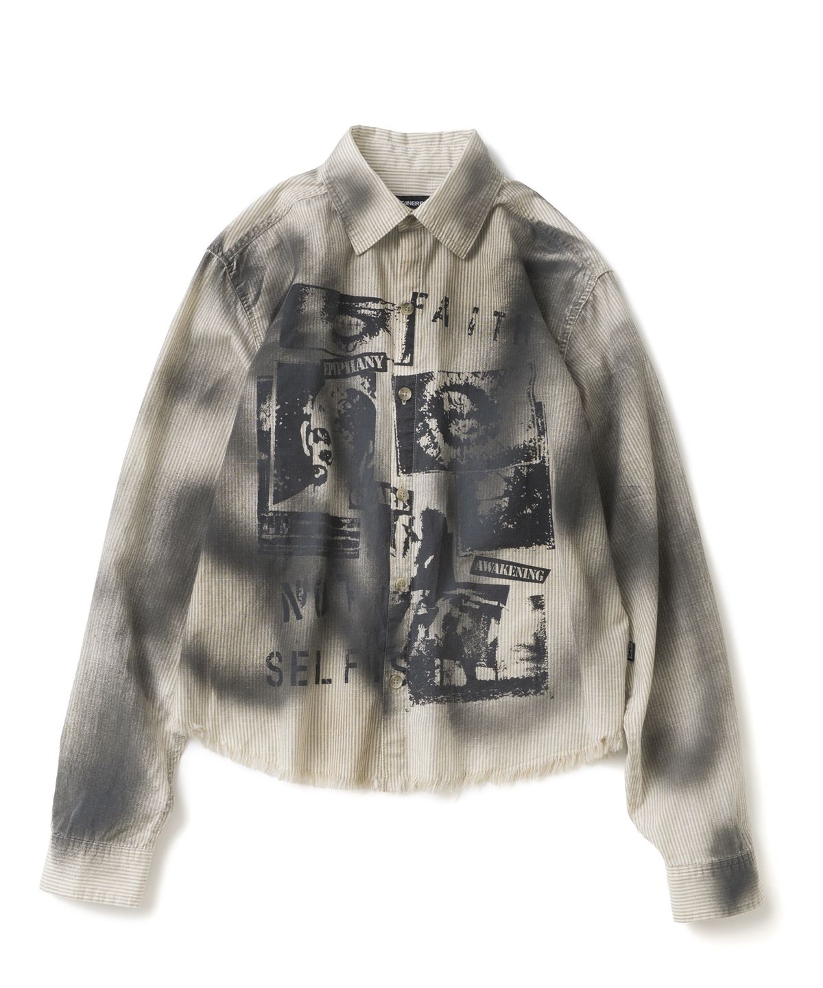 낫포너드(NOT4NERD) Shattered Echo Dirty Washed Stripe Shirt - Beige