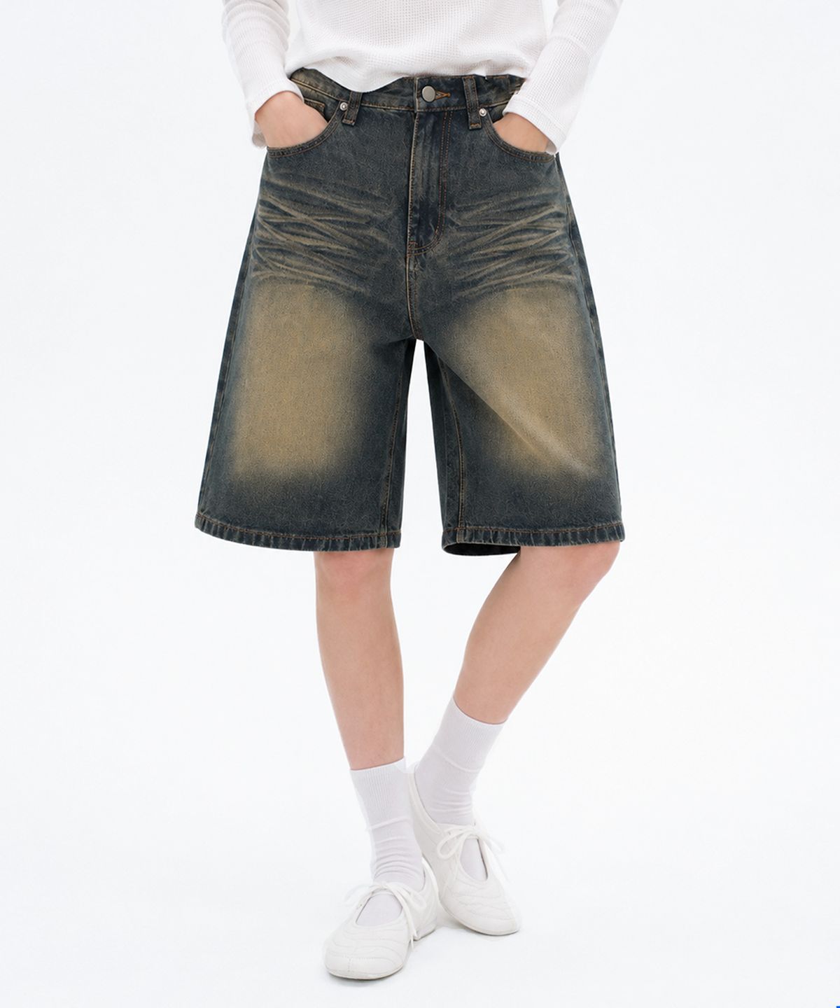 랜덤오프(RANDOMOFF) BTB : WAVE WASHING BERMUDA SHORTS [YELLOW MINUIT CORE]