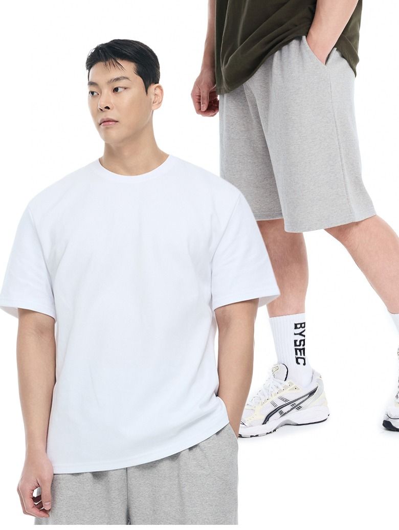 [SET] 베이직 특양 무지 숏슬리브_2Color + 베이직 특양면 쇼츠_5Color