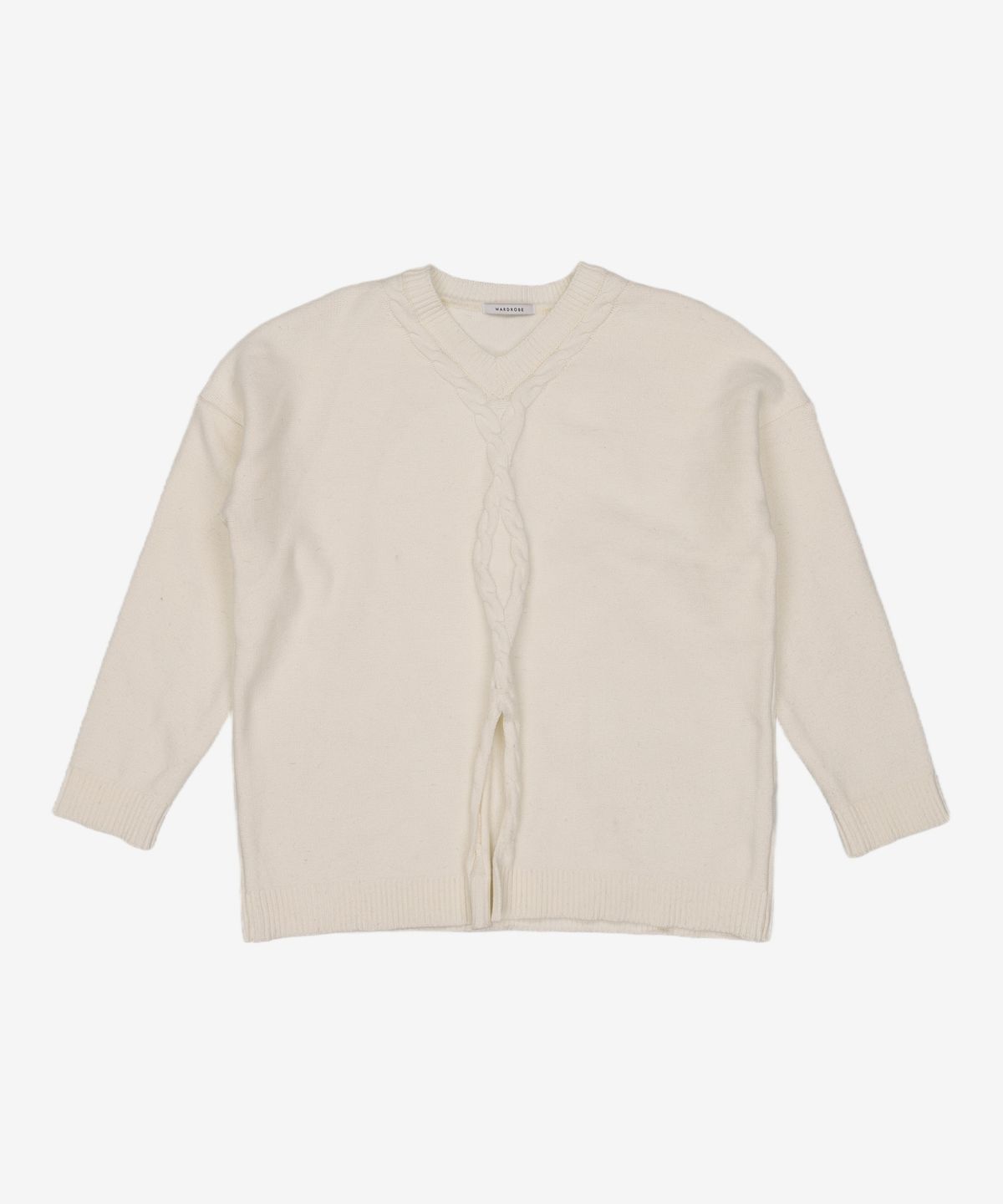 와드로브(WARDROBE) CABLE SLIT KNIT_IVORY FREE