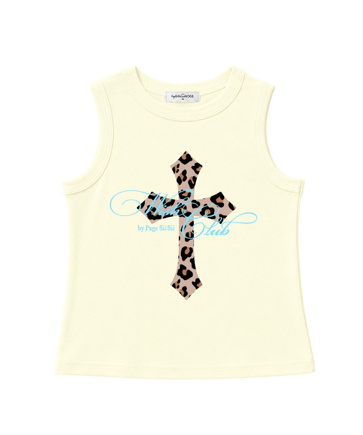 페이지시시(PAGESIISII) 레오파드 크로스 프린팅 베이직 슬리브리스 버터옐로우