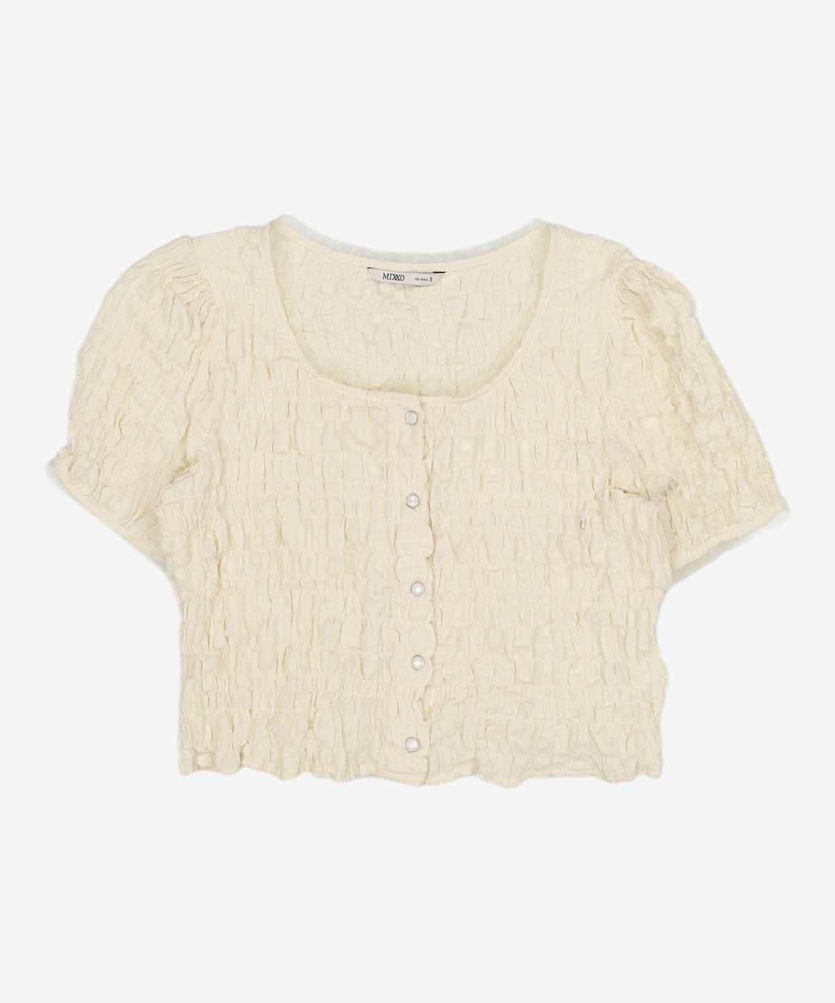 미쏘(MIXXO) 오간자 포인트 반팔 블라우스_MIWBWF711G S
