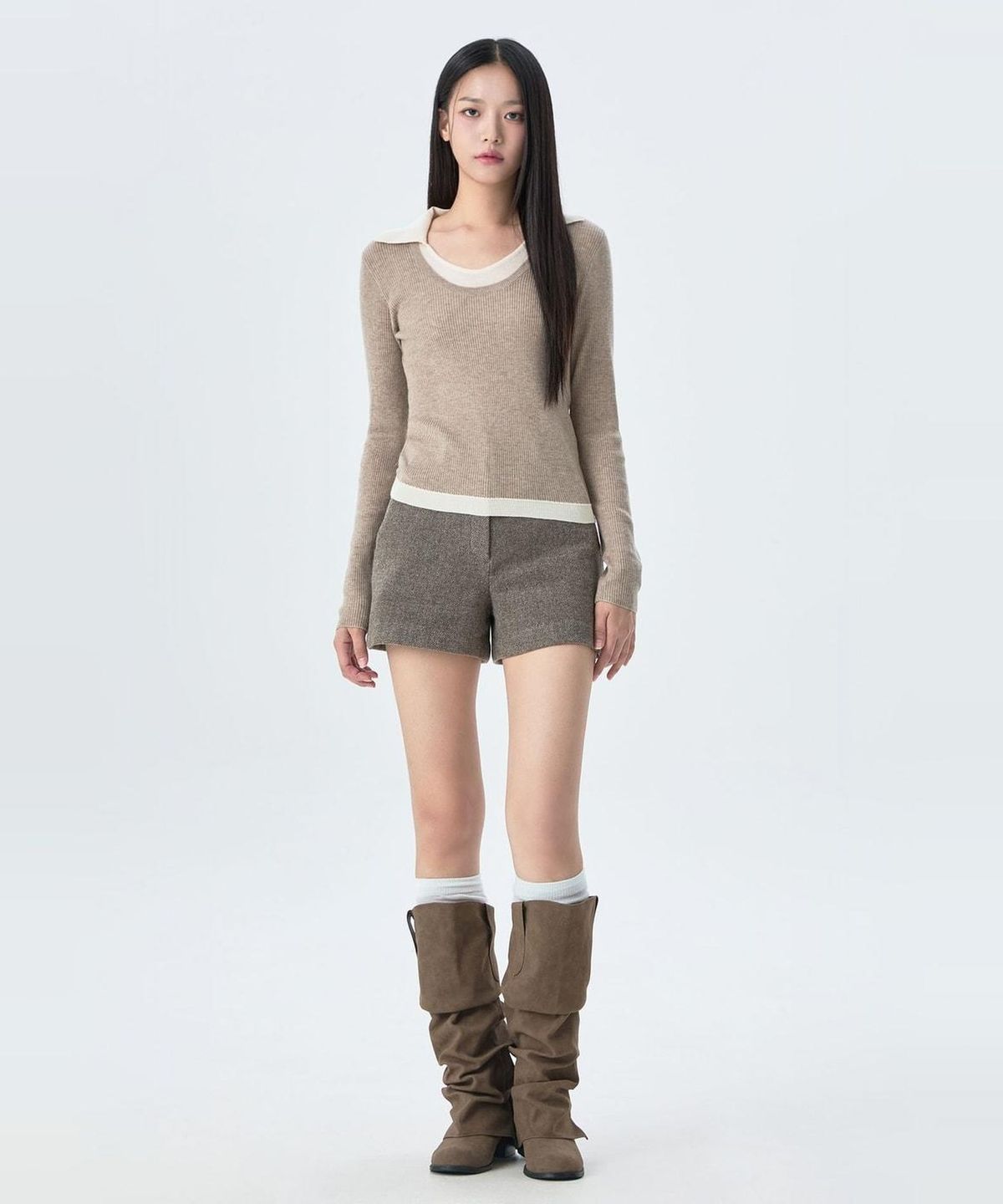 미쏘(MIXXO) 카라 레이어드 니트 RE KAG426T_MIWKAG93QT