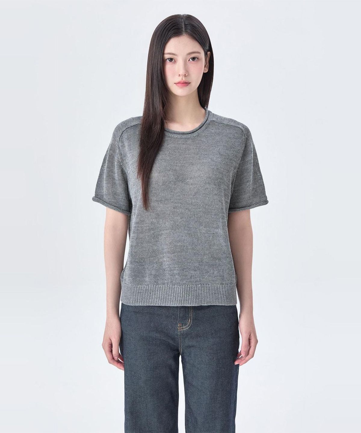 미쏘(MIXXO) 루즈핏 반팔 니트_MIWKAG96AS