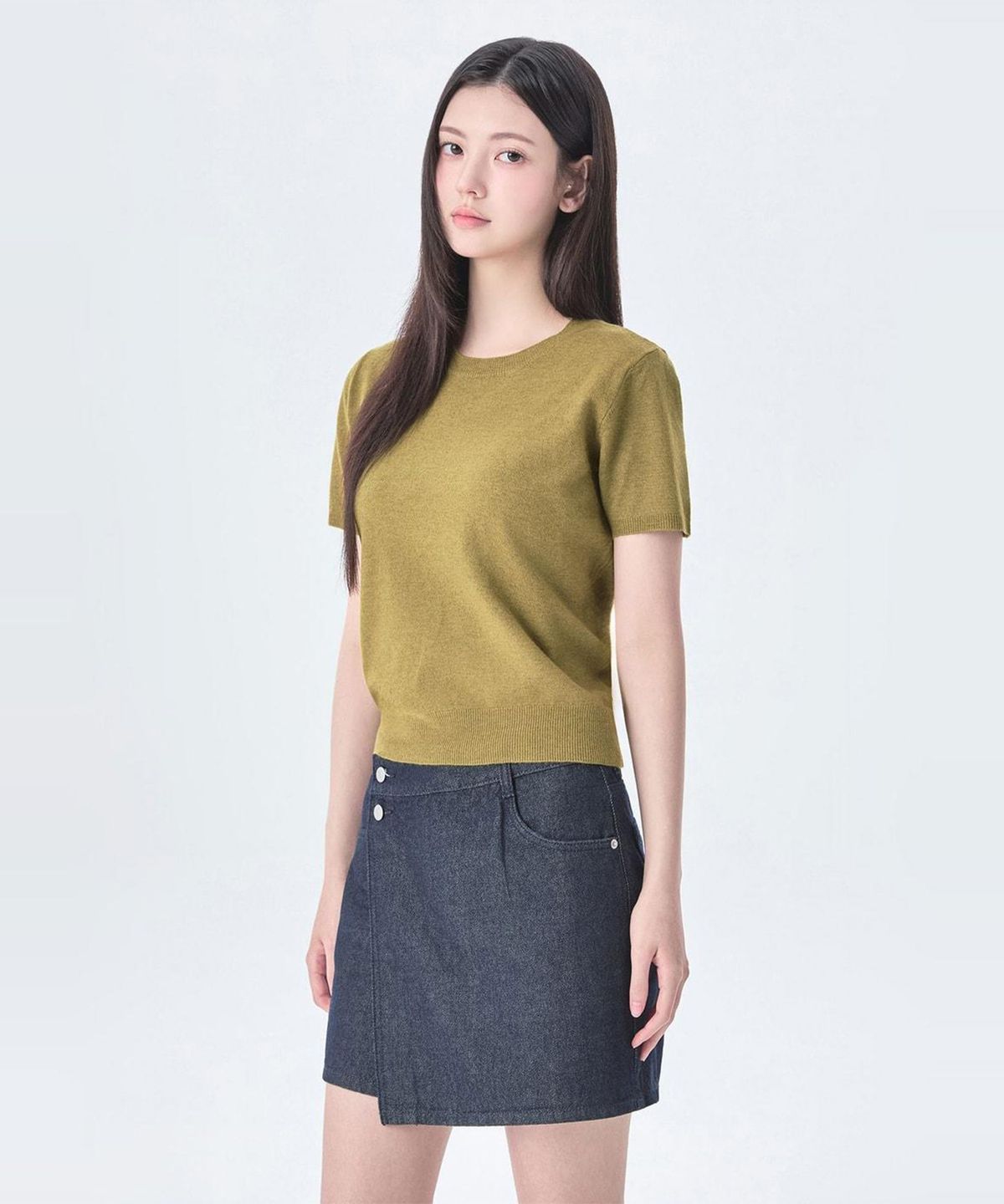 미쏘(MIXXO) [에센셜] 라운드넥 반팔 니트_MIWKAG910T