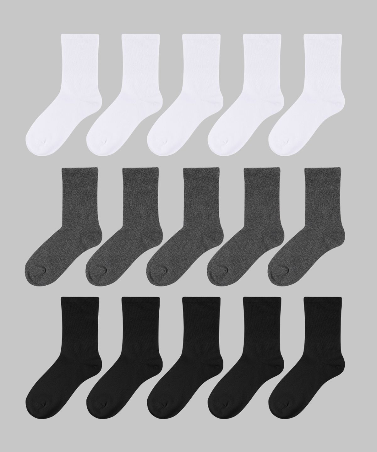 스테디삭(STEADY SOCKS) [10PACK] 스테디삭 압박없는 크루 삭스_화이트/다크그레이/블랙