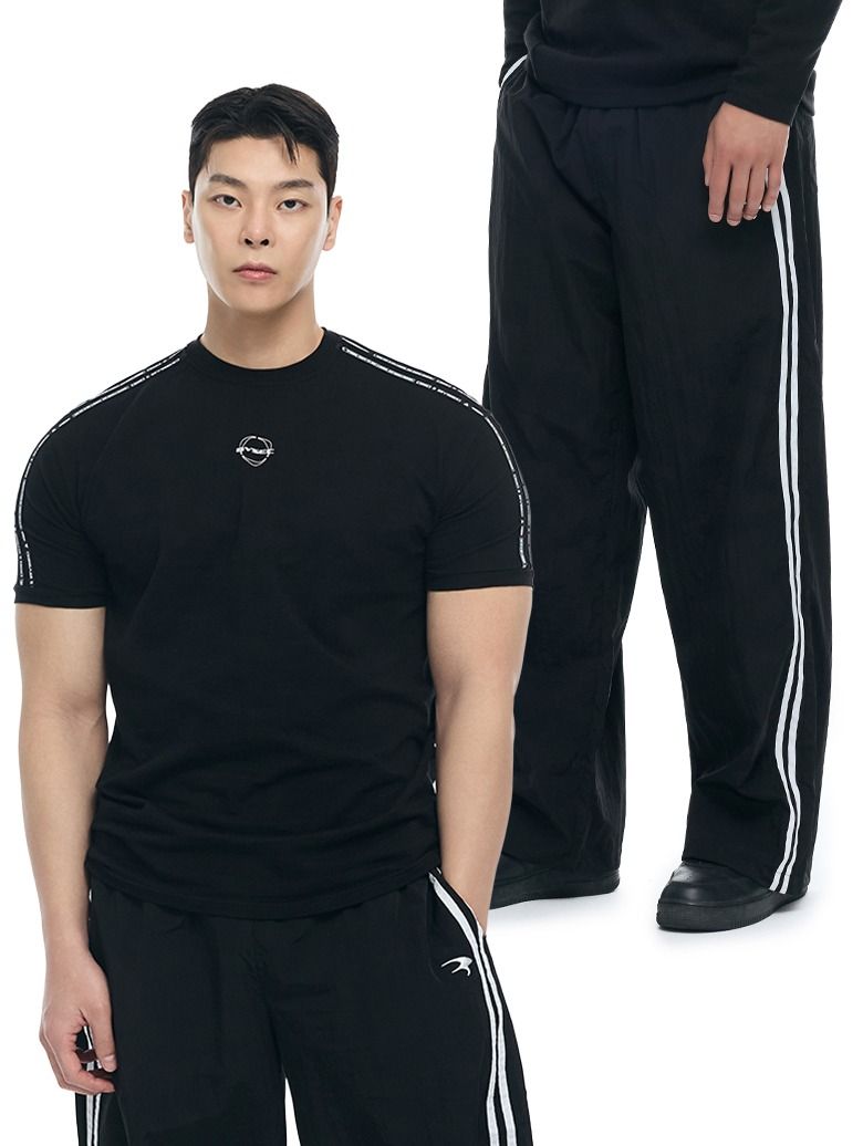 [SET] 머슬 스판 트랙 숏슬리브_2Color + 와이드 트랙 팬츠_4Color