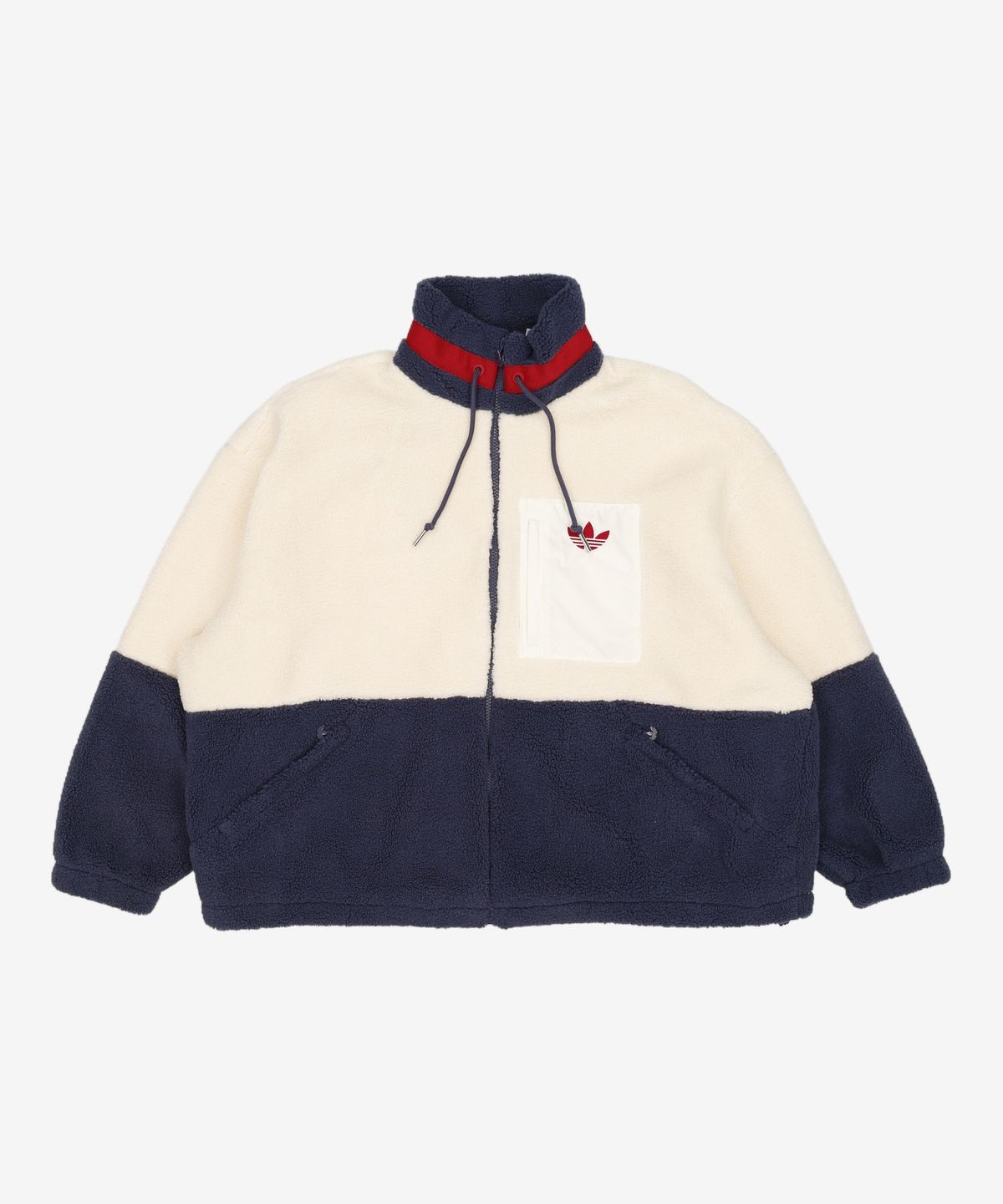 아디다스(ADIDAS) 숏 쉐르파 재킷 - 화이트:네이비 / HR3456 M