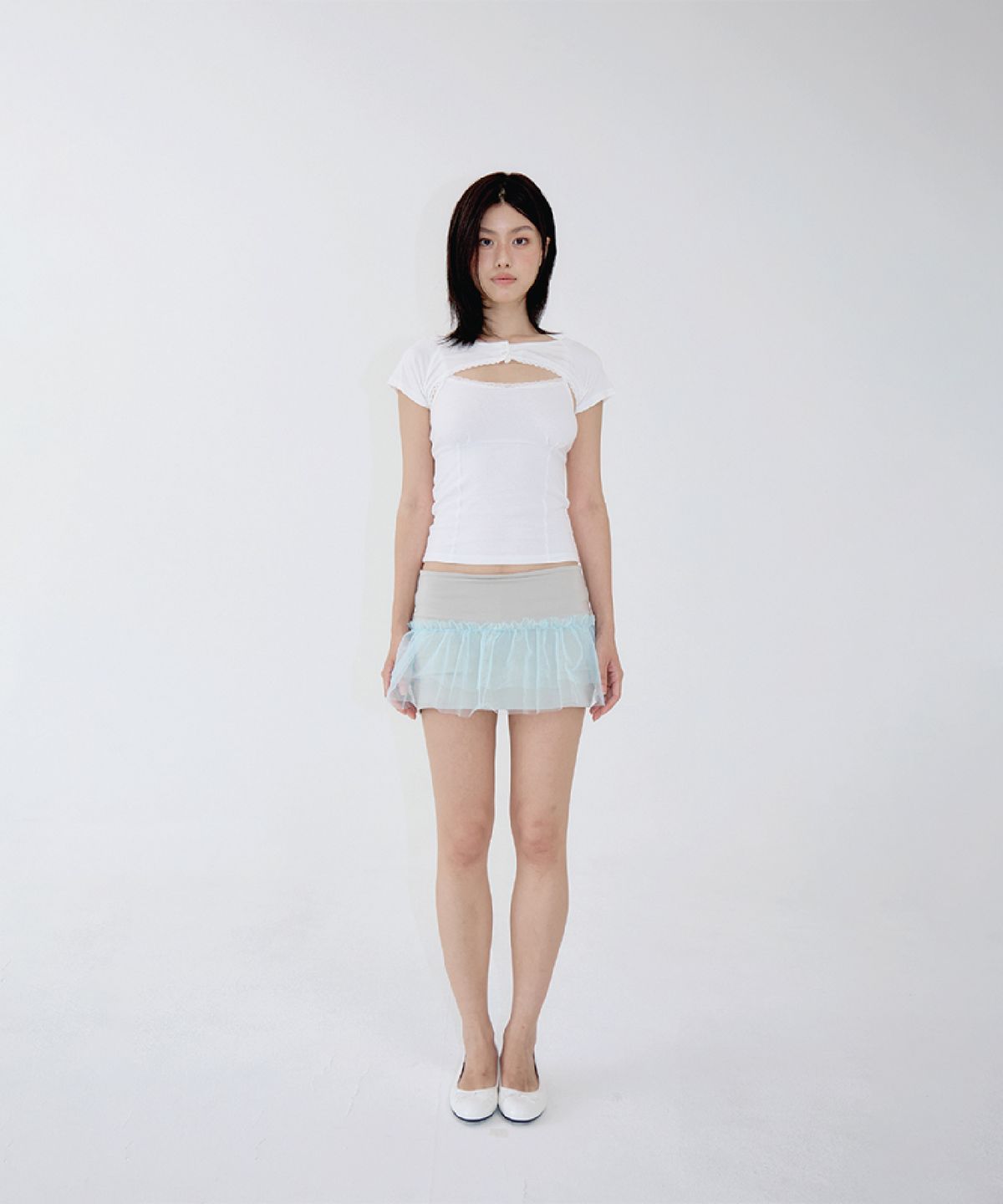 벨리아르(BELLIALEU) TULLE LAYERED MINI SKIRT SEAFOAM MINT
