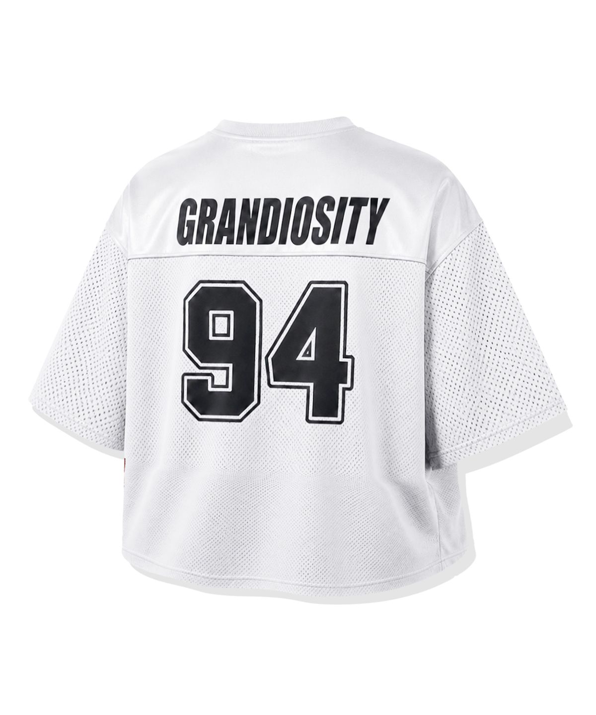 그랜디오시티(GRANDIOSITY) 우먼 글로시 메쉬 크롭핏 럭비 져지 (화이트)