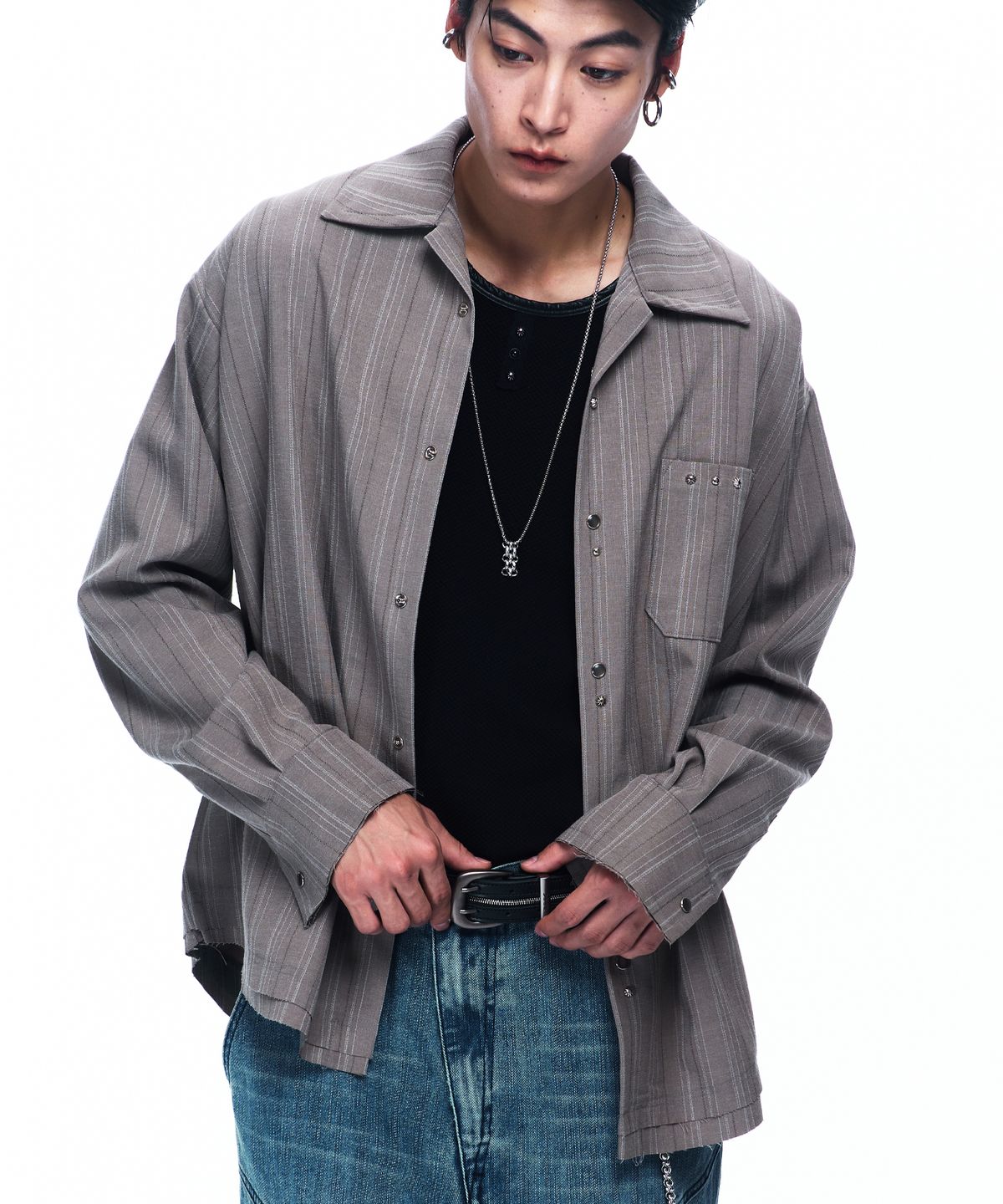 알에스에스씨(RSSC) WESTERN SNAP STRIPE SHIRT - GRAY
